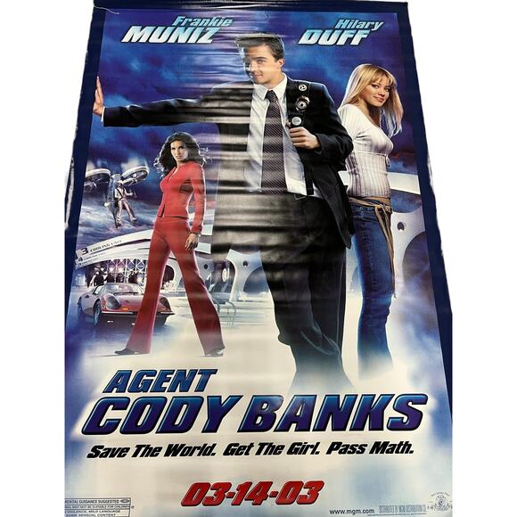 2003 Agent Cody Banks Double Sided Vinyl Movie Theater Banner 6’x4’ Hilary Duff - Picture 2 of 3